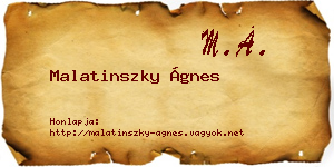 Malatinszky Ágnes névjegykártya
