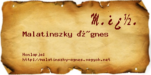 Malatinszky Ágnes névjegykártya